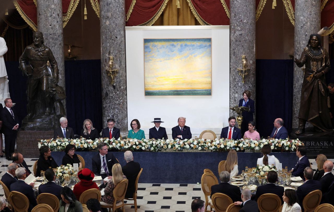 President Donald Trump attends the Congressional luncheon at the Capitol in Washington, DC on Monday.