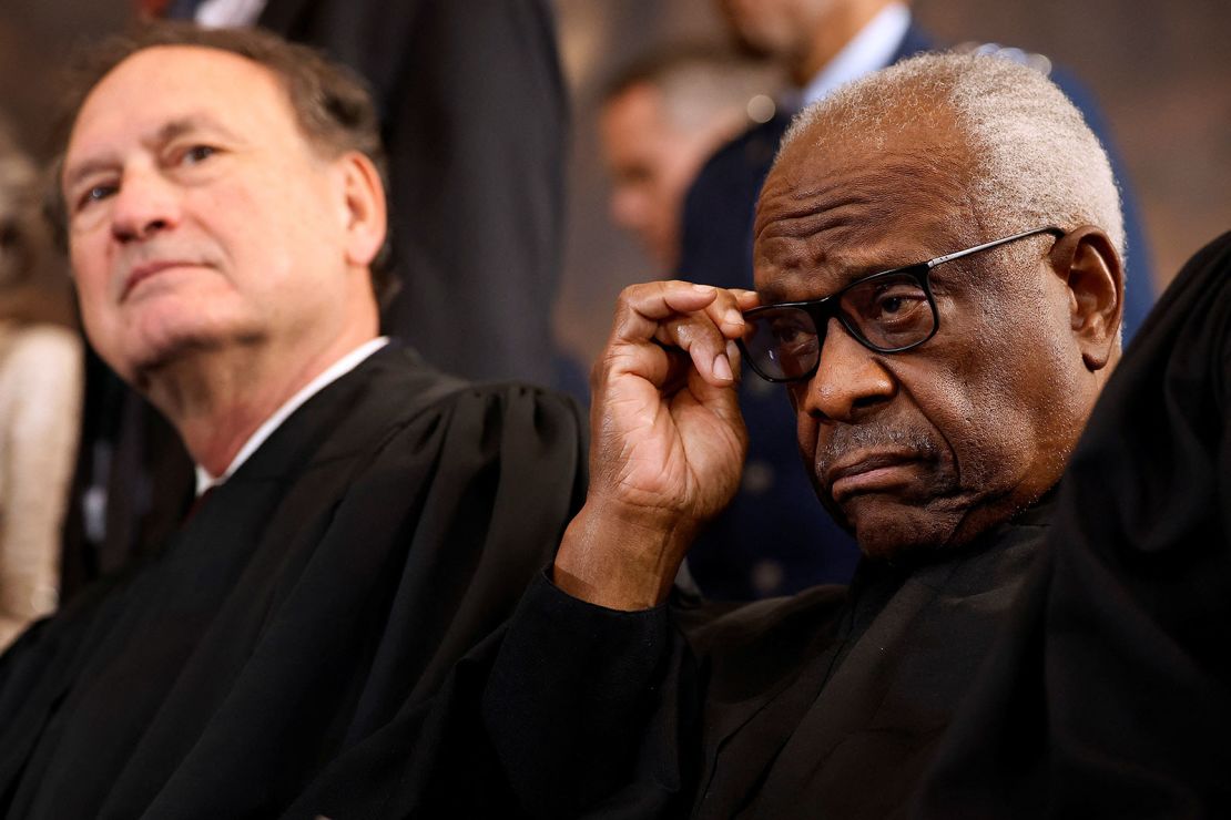 Supreme Court Associate Justices Samuel Alito and Clarence Thomas during President Donal Trump's inauguration ceremonies at the US Capitol on January 20, in Washington, DC.