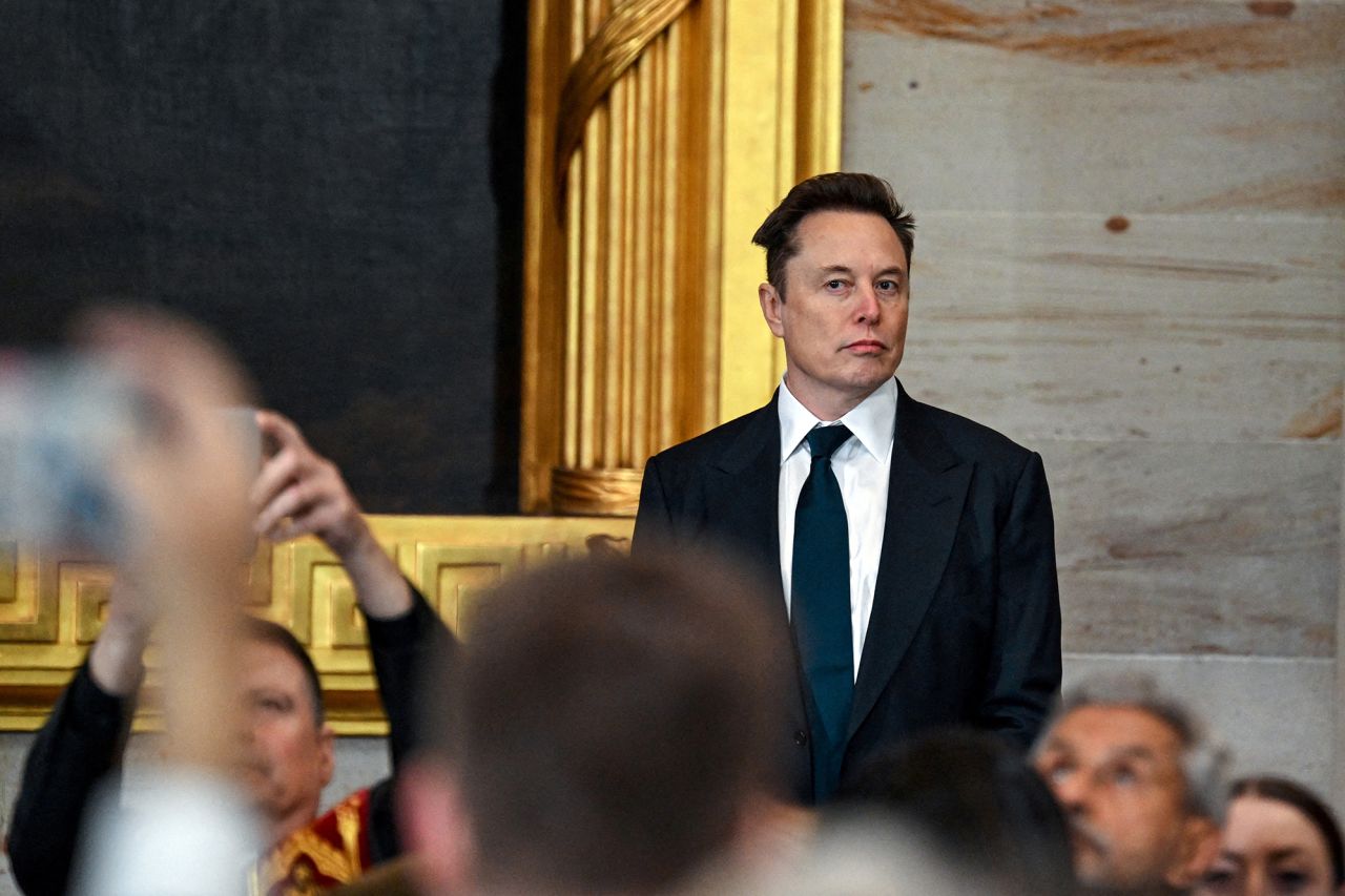 Elon Musk arrives before the inauguration of Donald Trump inside the Capitol Rotunda of the US Capitol building in Washington, DC, on January 20.