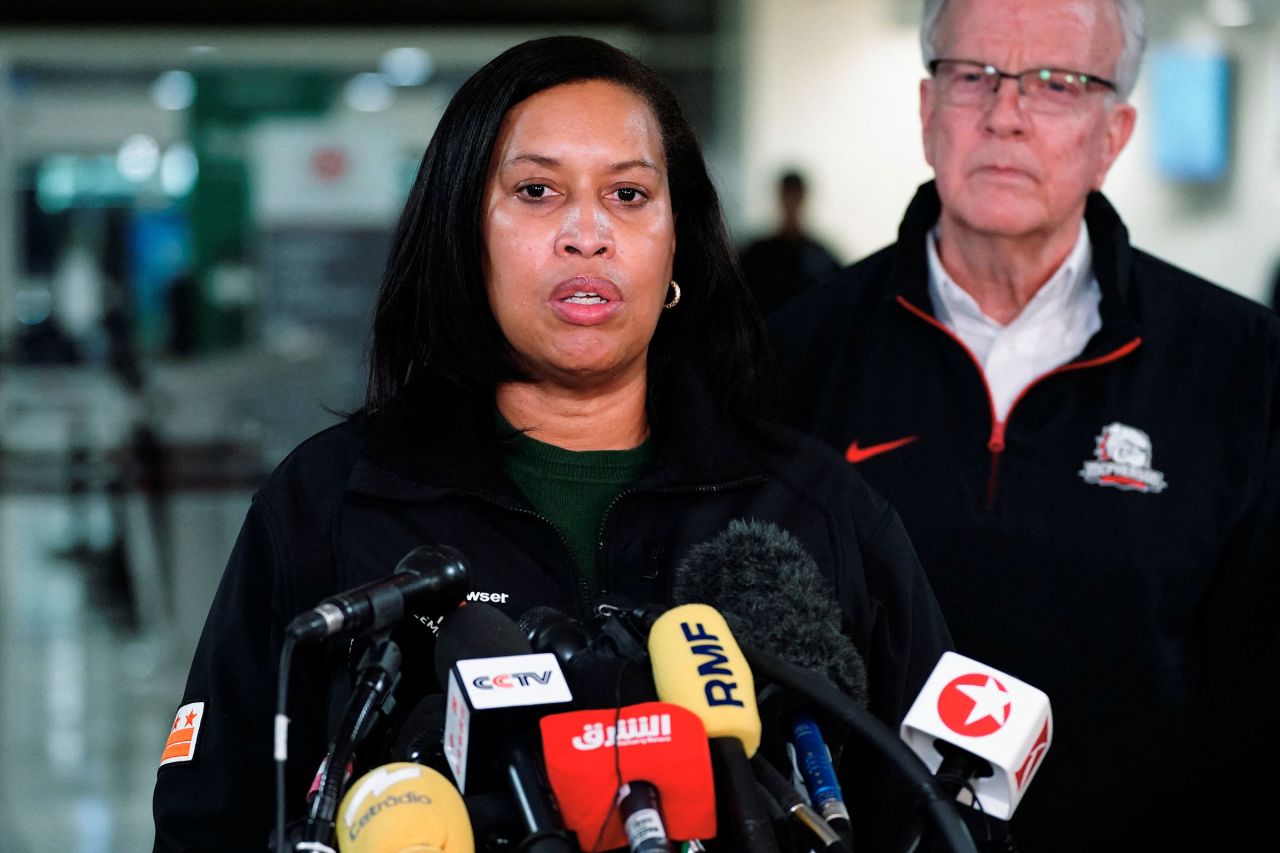 Washington DC Mayor Muriel Bowser addresses the media.