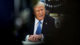 President Donald Trump speaks as he signs an executive order in the Oval Office at the White House in Washington, DC, on Friday.