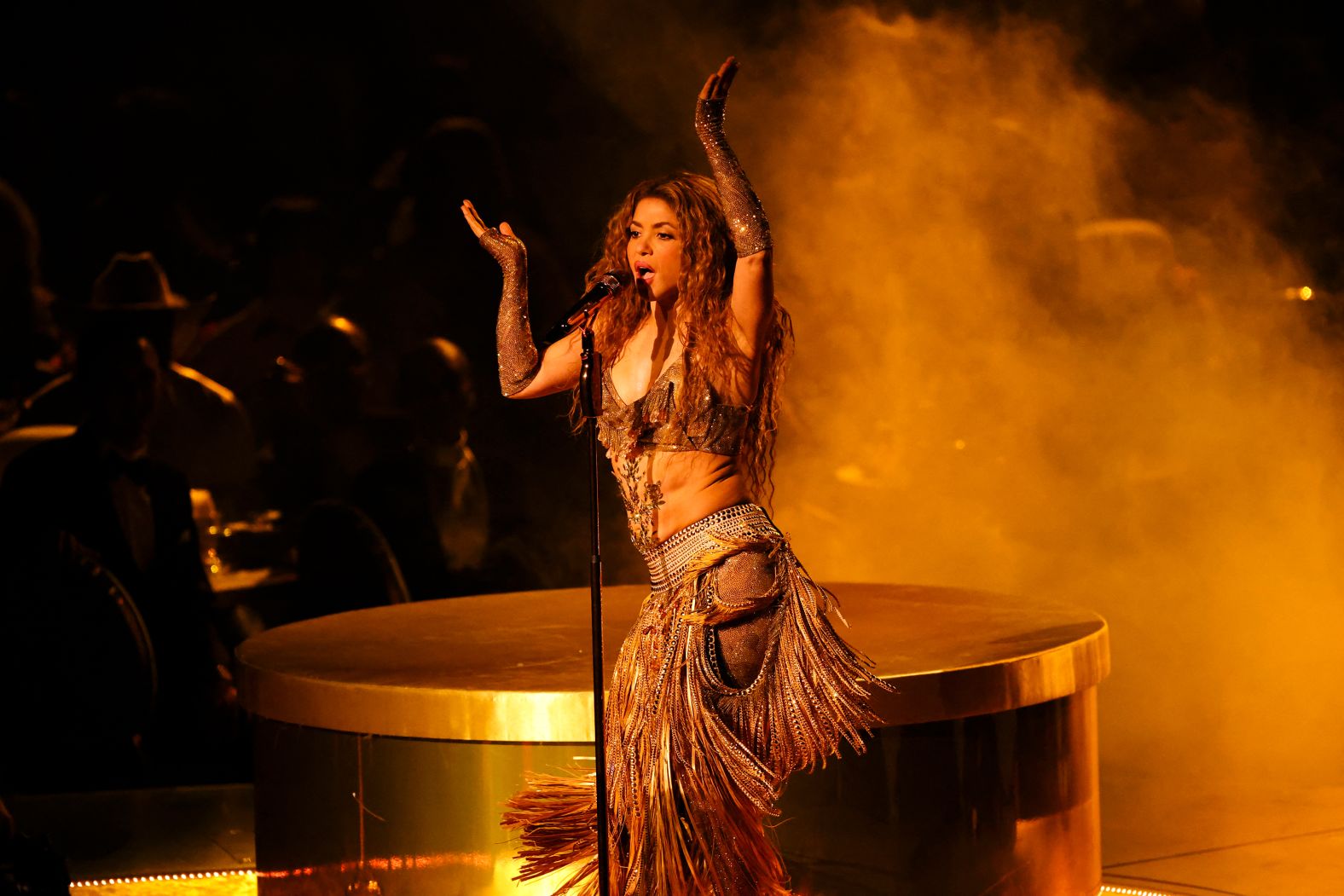 <a href="https://www.cnn.com/entertainment/live-news/the-grammys-award-show-02-2-25#cm6ogql2y001y3b6m3fyywi8c">Shakira performs a medley of songs</a> during the show. Earlier in the night, she won the Grammy for best Latin pop album ("Las Mujeres Ya No Lloran").