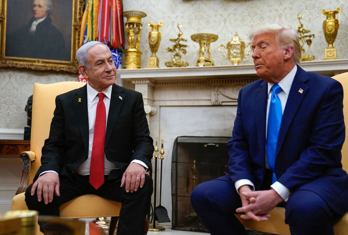 Israeli Prime Minister Benjamin Netanyahu with US President Donald Trump in Washington on February 4.