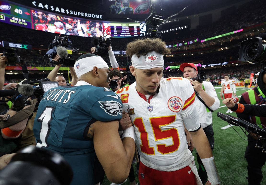 Hurts outplayed his superstar counterpart Patrick Mahomes throughout the game.