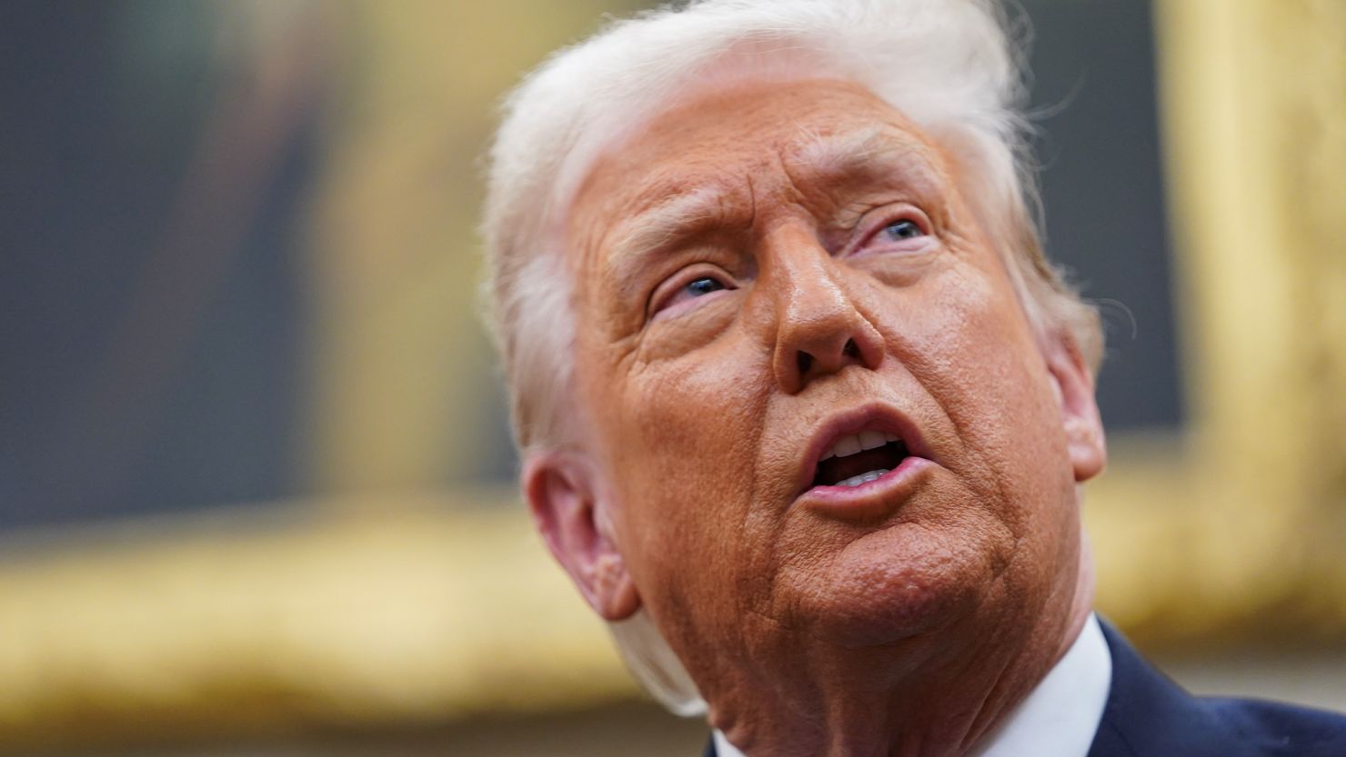 US President Donald Trump speaks during a meeting with Jordan's King Abdullah (not pictured) in the Oval Office at the White House in Washington, DC, February 11, 2025.
