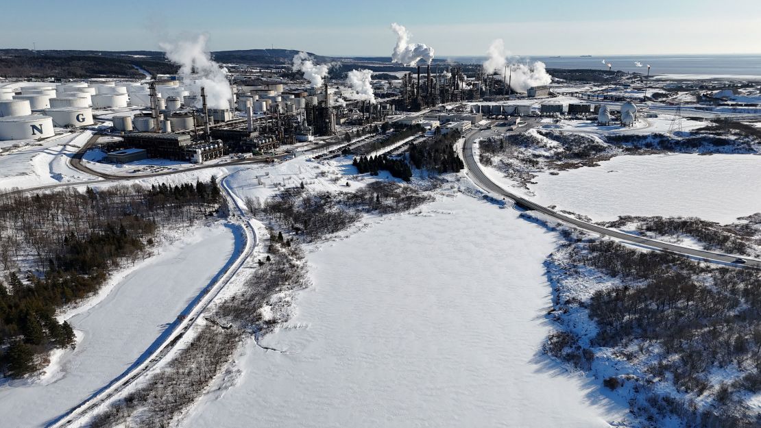 The Irving Oil Refinery, Canada's largest oil refinery, in Saint John, New Brunswick.