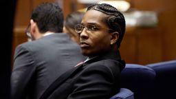 Rakim Mayers listens during closing arguments in the Rakim Mayers, a.k.a. A$AP Rocky, assault trial at the Clara Shortridge Foltz Criminal Justice Center in Los Angeles, California, USA, 13 February, 2025. ALLISON DINNER/Pool via REUTERS