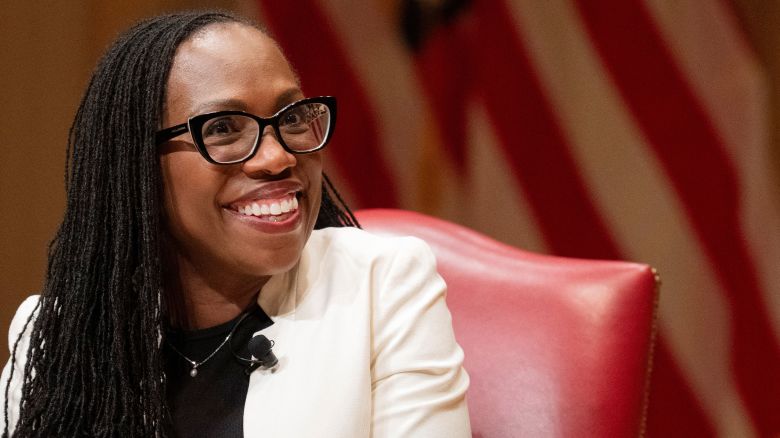 Supreme Court Justice Ketanji Brown Jackson speaks to the 2025 Supreme Court Fellows Program at the Library of Congress in Washington, DC, on Thursday, February 13.