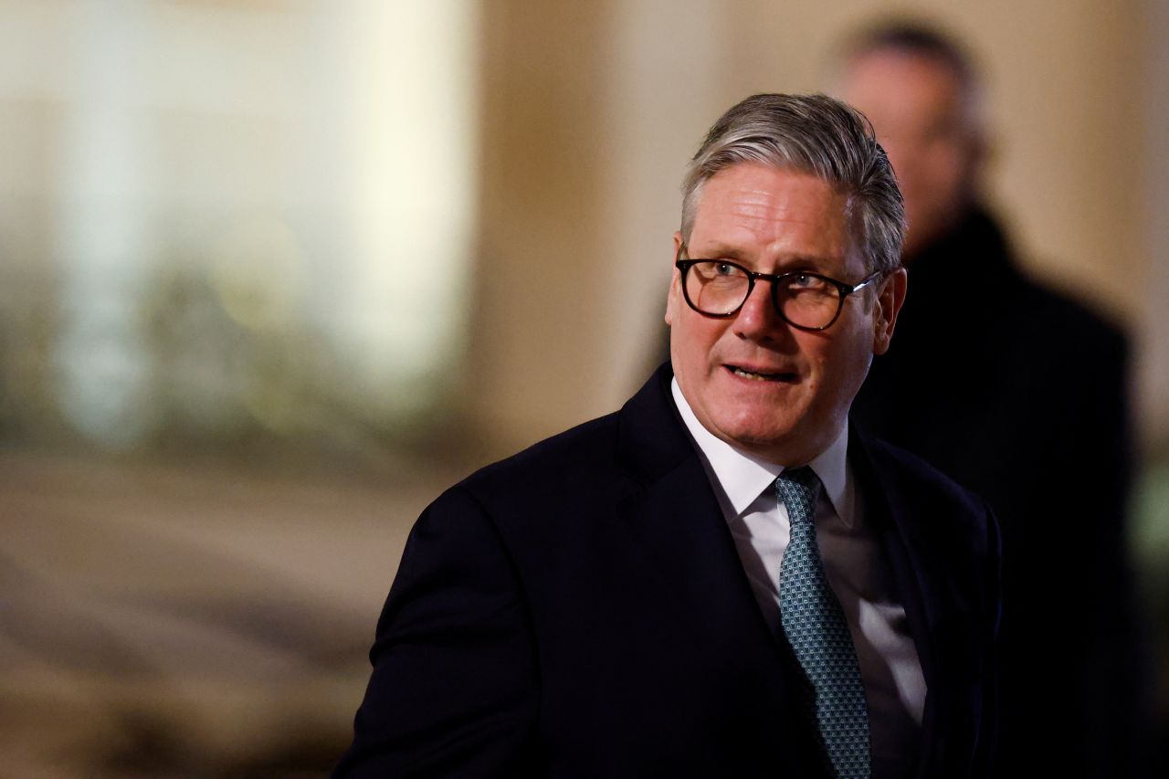 British Prime Minister Keir Starmer leaves the Élysée Palace in Paris on Monday after a meeting with European leaders.