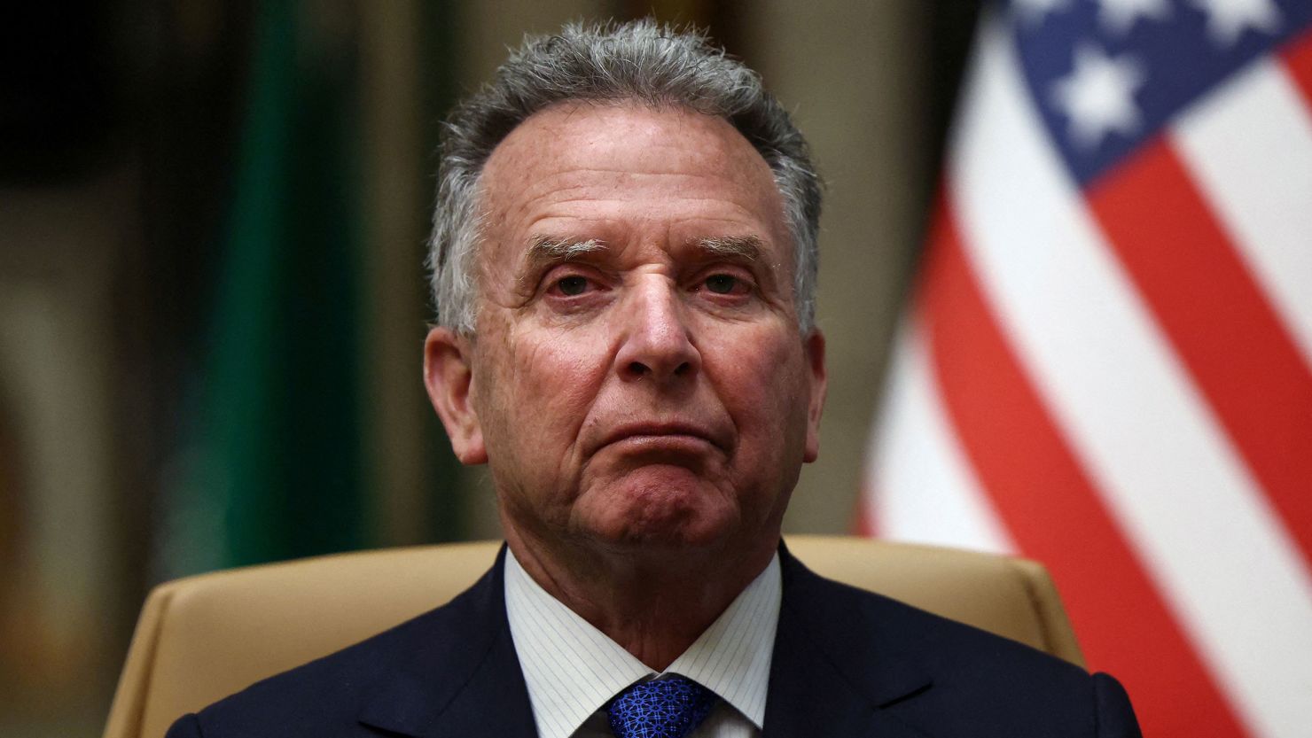 Steve Witkoff attends an interview after a February meeting with Russian Foreign Minister Sergei Lavrov and Russian President Vladimir Putin's foreign policy advisor Yuri Ushakov, at Diriyah Palace, in Riyadh, Saudi Arabia.