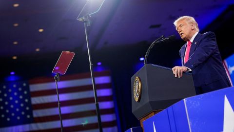 U.S. President Donald Trump addresses the Conservative Political Action Conference (CPAC) annual meeting in National Harbor, Maryland, U.S., February 22, 2025. REUTERS/Nathan Howard