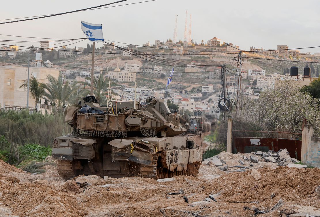 Israeli machinery maneuvers during an Israeli operation in Jenin, in the Israeli-occupied West Bank, February 23, 2025.