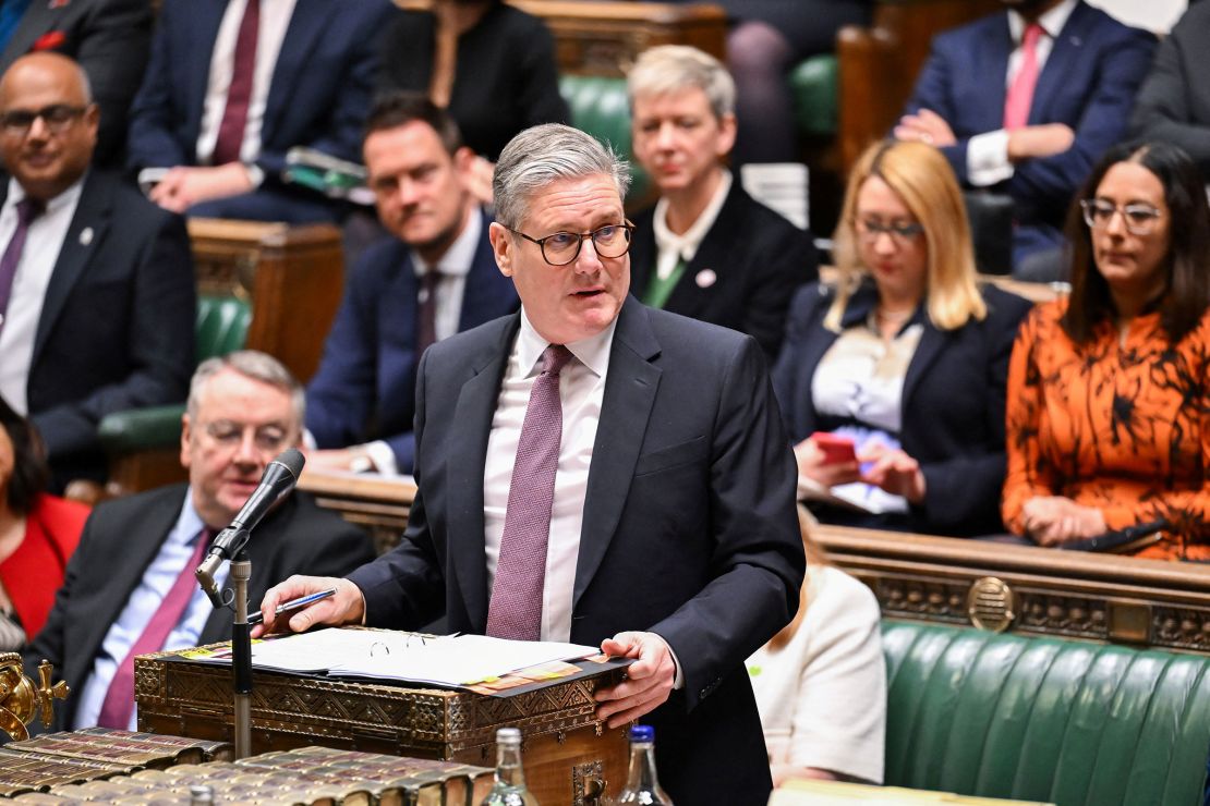 Britain's Prime Minister Keir Starmer speaks at the House of Commons in London, on Wednesday.