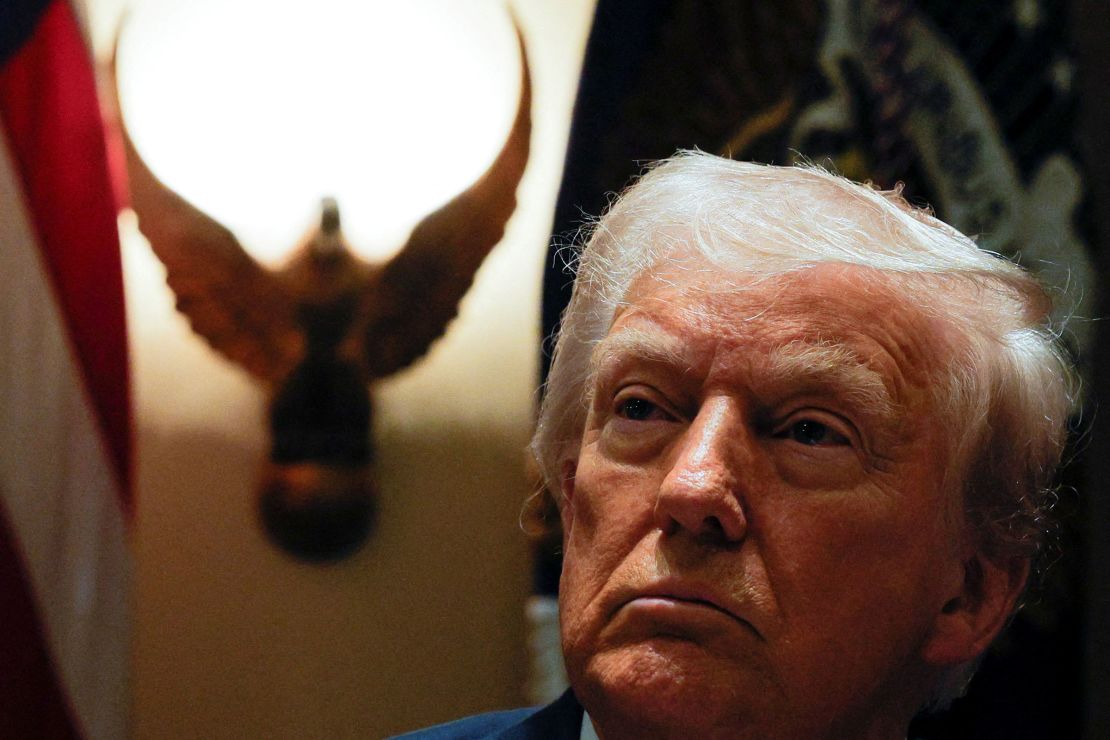 President Donald Trump at his first cabinet meeting at the White House on Wednesday.