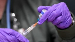 Sherry Andrews prepares a MMR vaccine at the City of Lubbock Health Department in Lubbock, Texas, U.S. February 27, 2025. Andrews has been working for five years with the department.