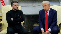 U.S. President Donald Trump meets with Ukrainian President Volodymyr Zelenskiy at the White House in Washington, D.C., U.S., February 28, 2025. REUTERS/Brian Snyder