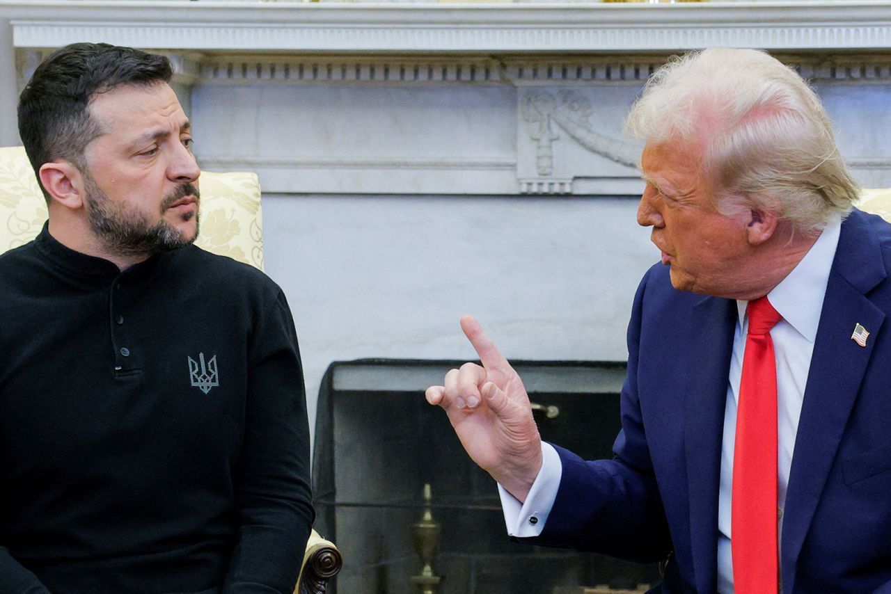 President Donald Trump berates Ukrainian President Volodymyr Zelenskiy during their meeting at the White House on Friday.