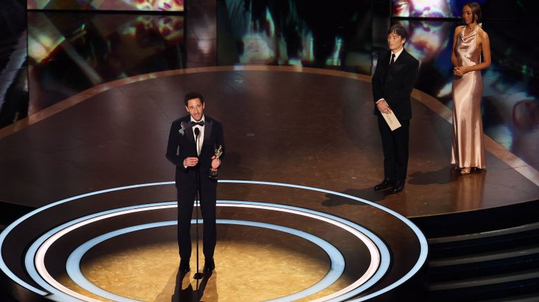Adrien Brody wins the Oscar for Best Actor for "The Brutalist" during the Oscars show at the 97th Academy Awards in Hollywood, Los Angeles, California, U.S., March 2, 2025. REUTERS/Carlos Barria