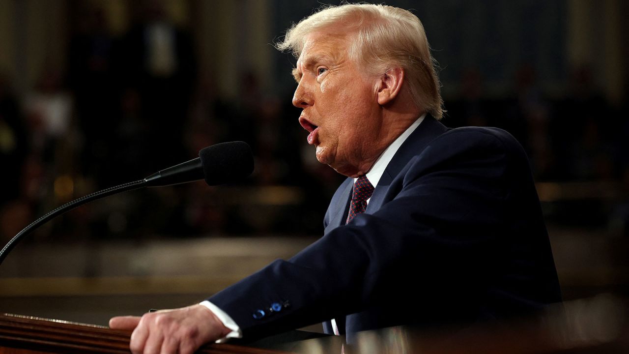 WASHINGTON, DC - MARCH 04: U.S. President Donald Trump addresses a joint session of Congress at the U.S. Capitol on March 04, 2025 in Washington, DC. Win McNamee/Pool via REUTERS