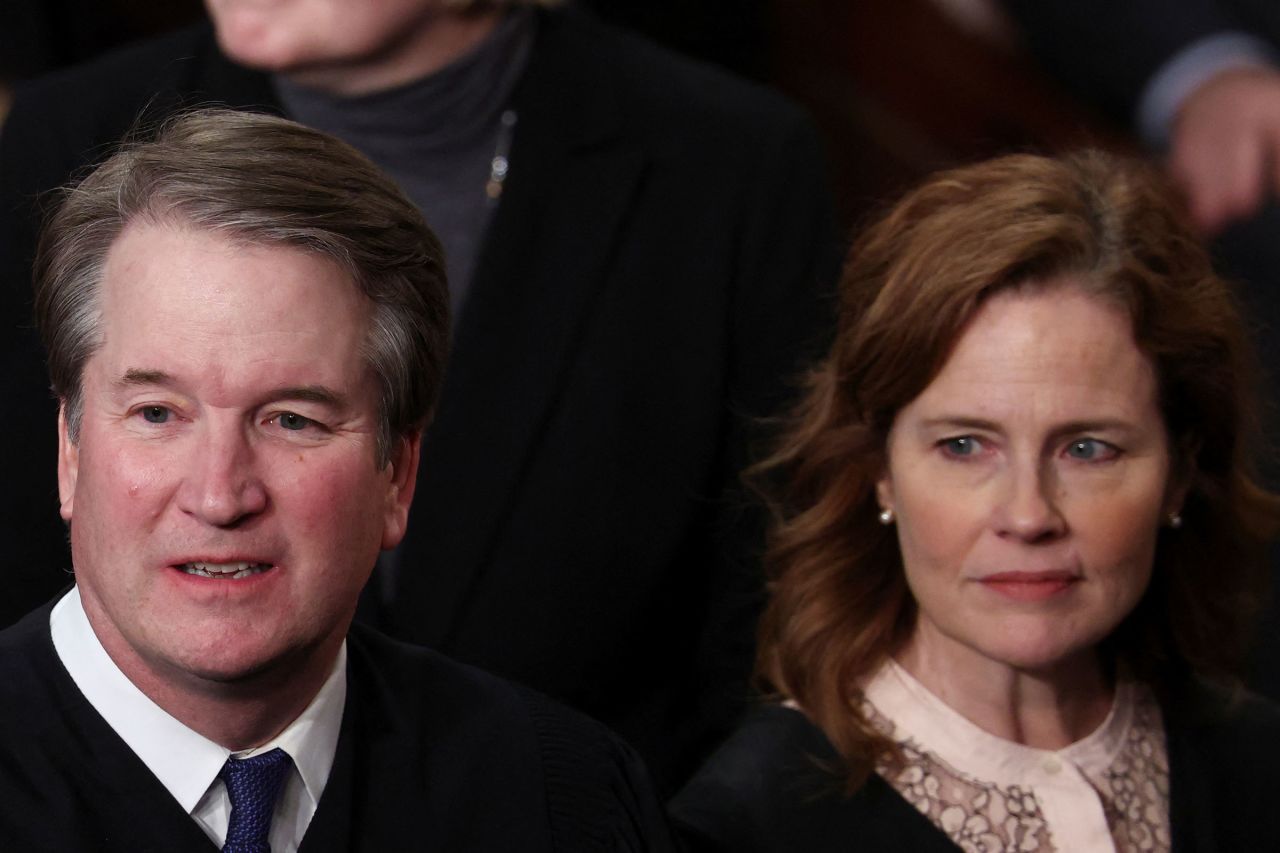 Justices Brett Kavanaugh and Amy Coney Barrett attend President Donald Trump's speech to a joint session of Congress on March 4.