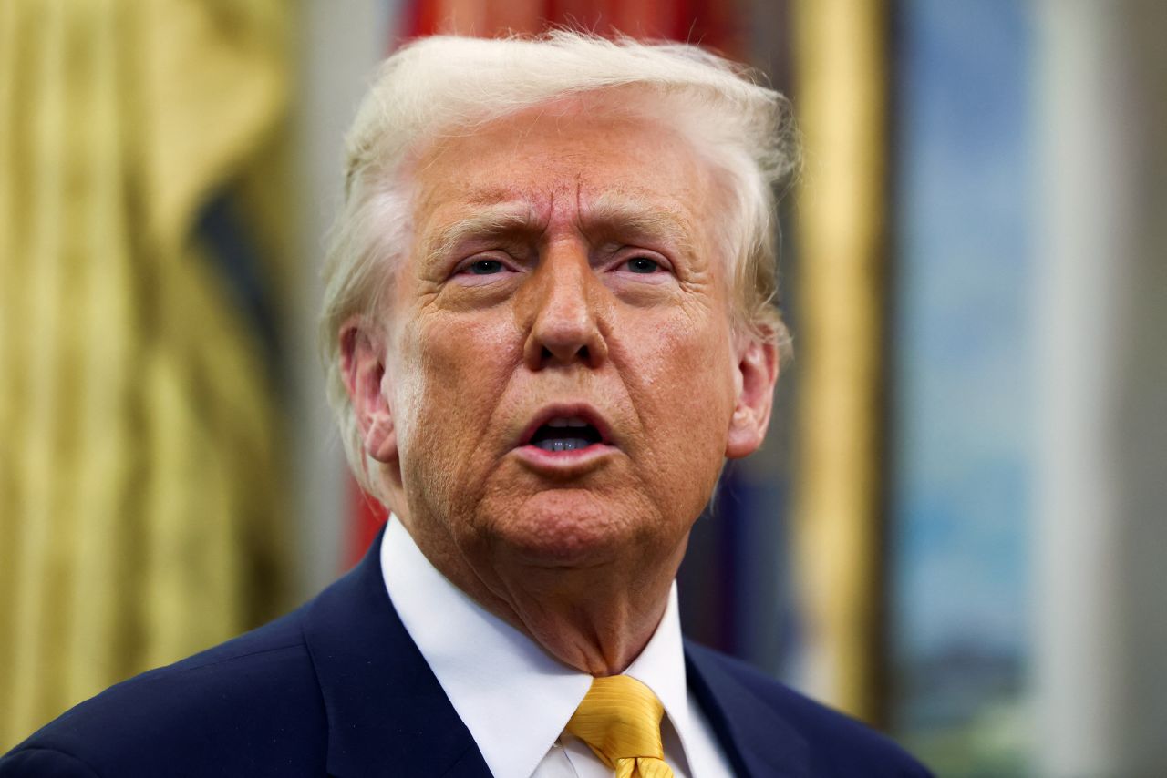 President Donald Trump speaks in the Oval Office of the White House on Friday.