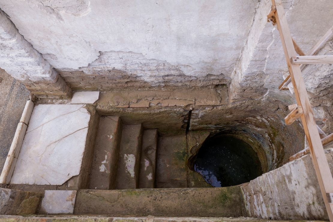 Steps lead down to the ritual bath, which was fed by either spring or rain water, according to religious guidelines.