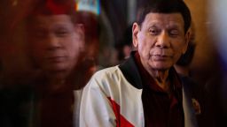 Former Philippine president Rodrigo Duterte delivers a speech during the proclamation rally for his political party at Club Filipino in San Juan, Metro Manila, Philippines on February 13, 2025.