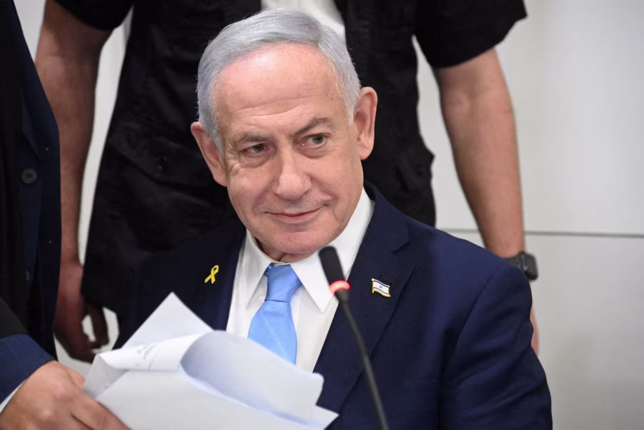Israeli Prime Minister Benjamin Netanyahu attends his trial on corruption charges at the district court in Tel Aviv, Israel, on March 12.