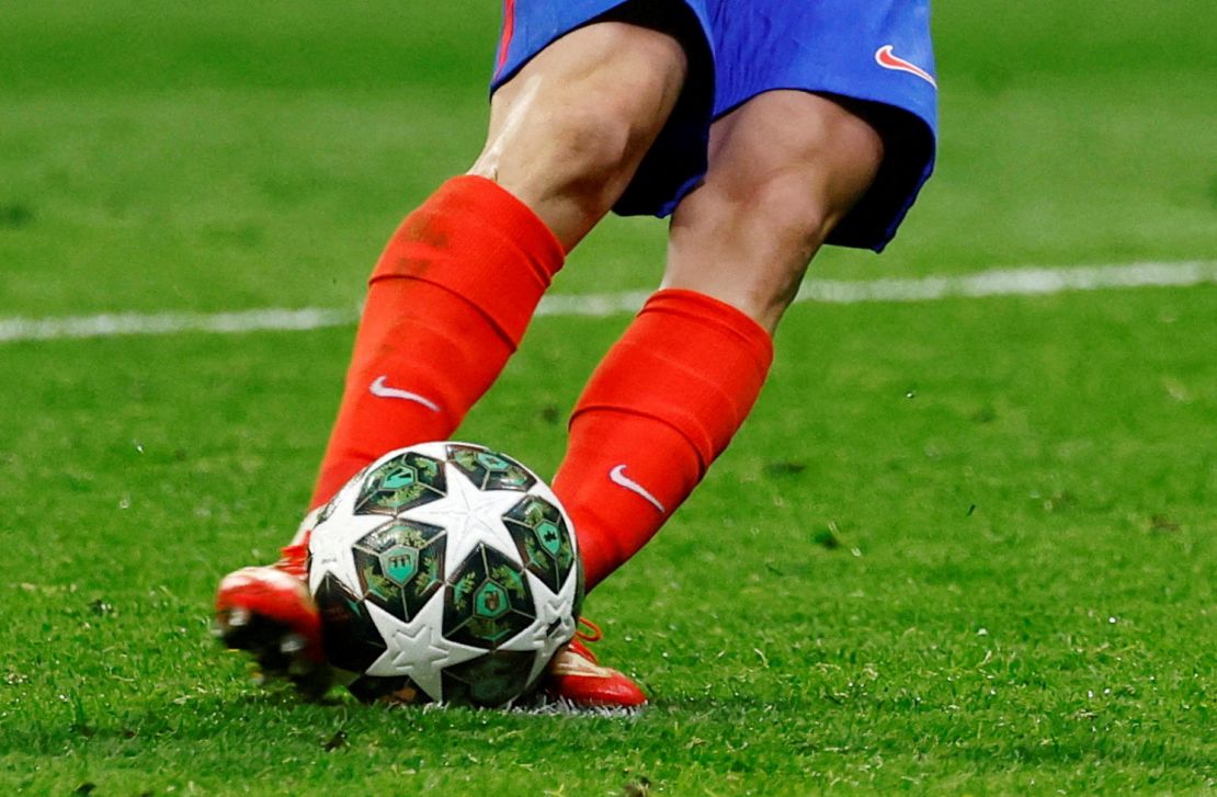 Álvarez's left foot touched the ball after his standing leg slipped beneath him.