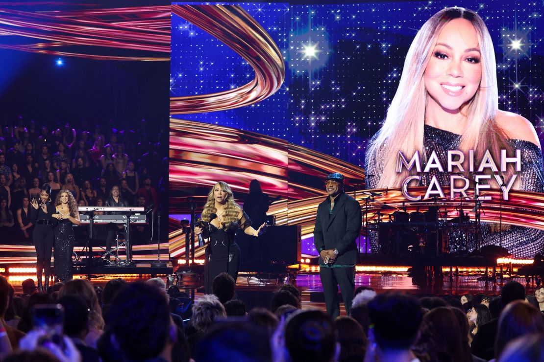 Mariah Carey receives the Icon Award during the iHeartRadio Music Awards at the Dolby Theatre in Los Angeles on Monday.