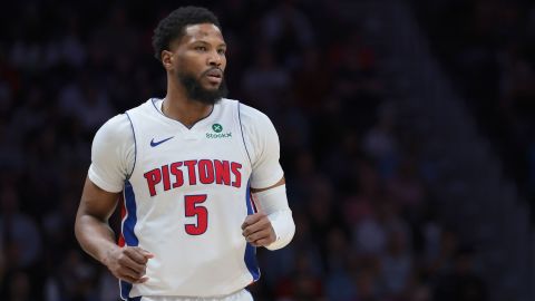 Detroit Pistons guard Malik Beasley looks on during a game against the Miami Heat in Miami on March 19.