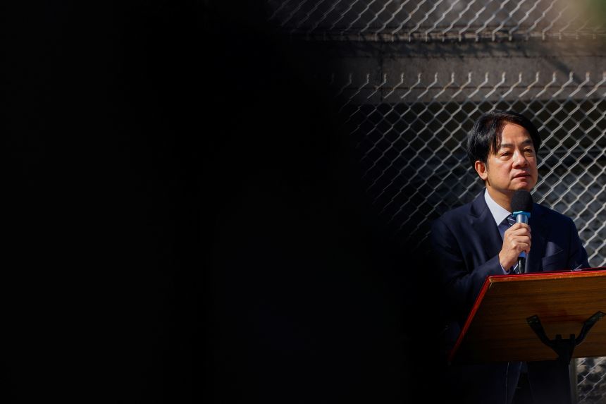 Taiwan's President Lai Ching-te delivers a speech at Songshan airbase in Taipei, Taiwan March 21, 2025.