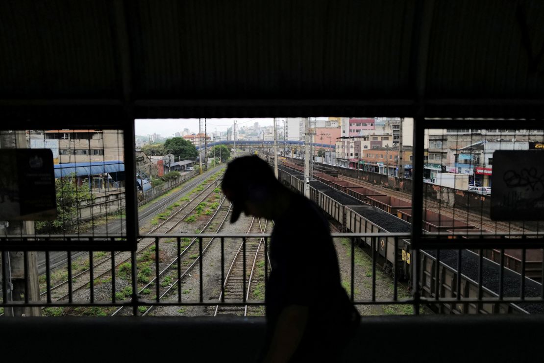 A worker arrives at Brazil's Companhia Siderurgica Nacional (CSN, National Steel Company), in Volta Redonda, Rio de Janeiro state, Brazil, on March 25, 2025.