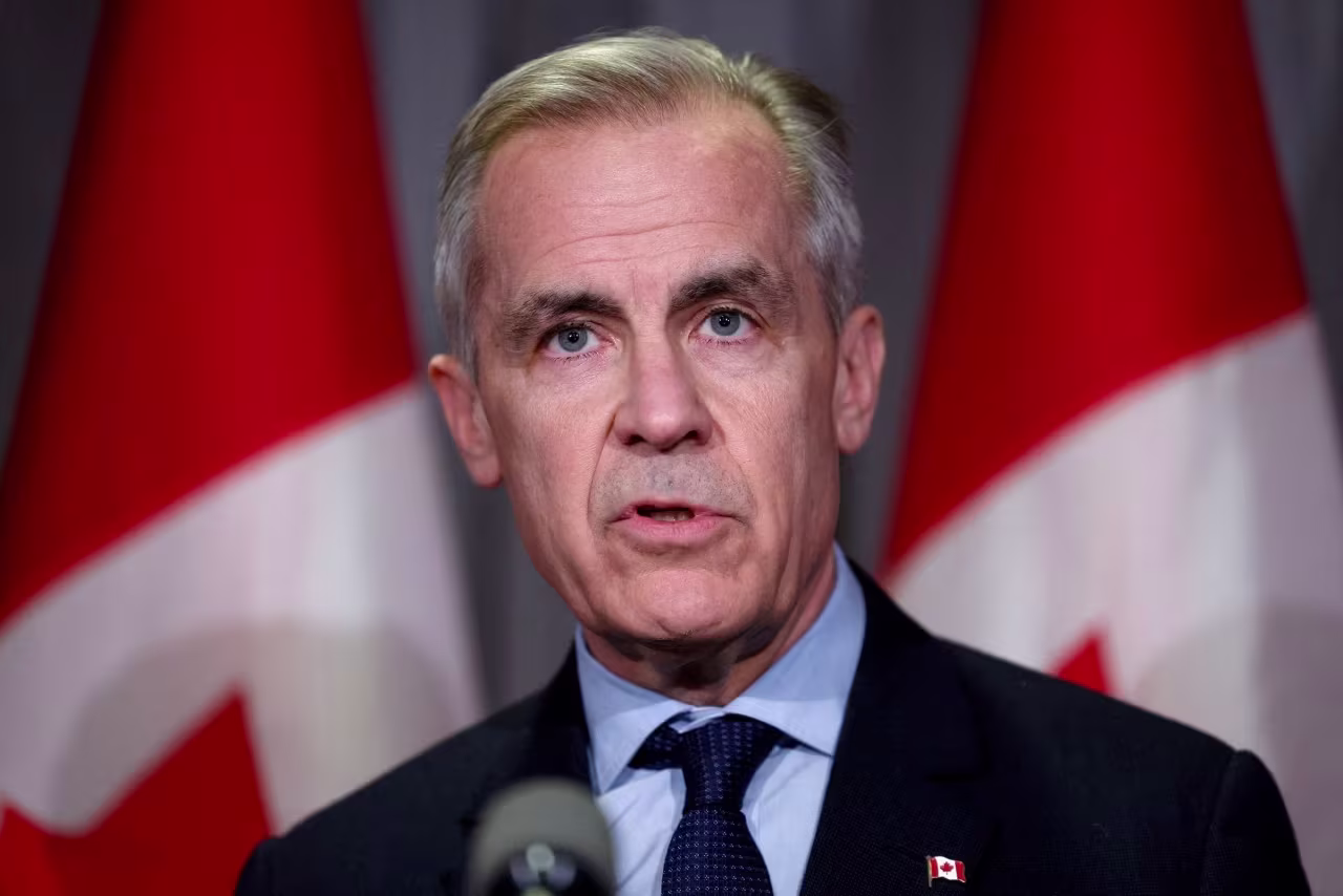El primer ministro de Canadá, Mark Carney, habla en Kitchener, Ontario, Canadá, el 26 de marzo.