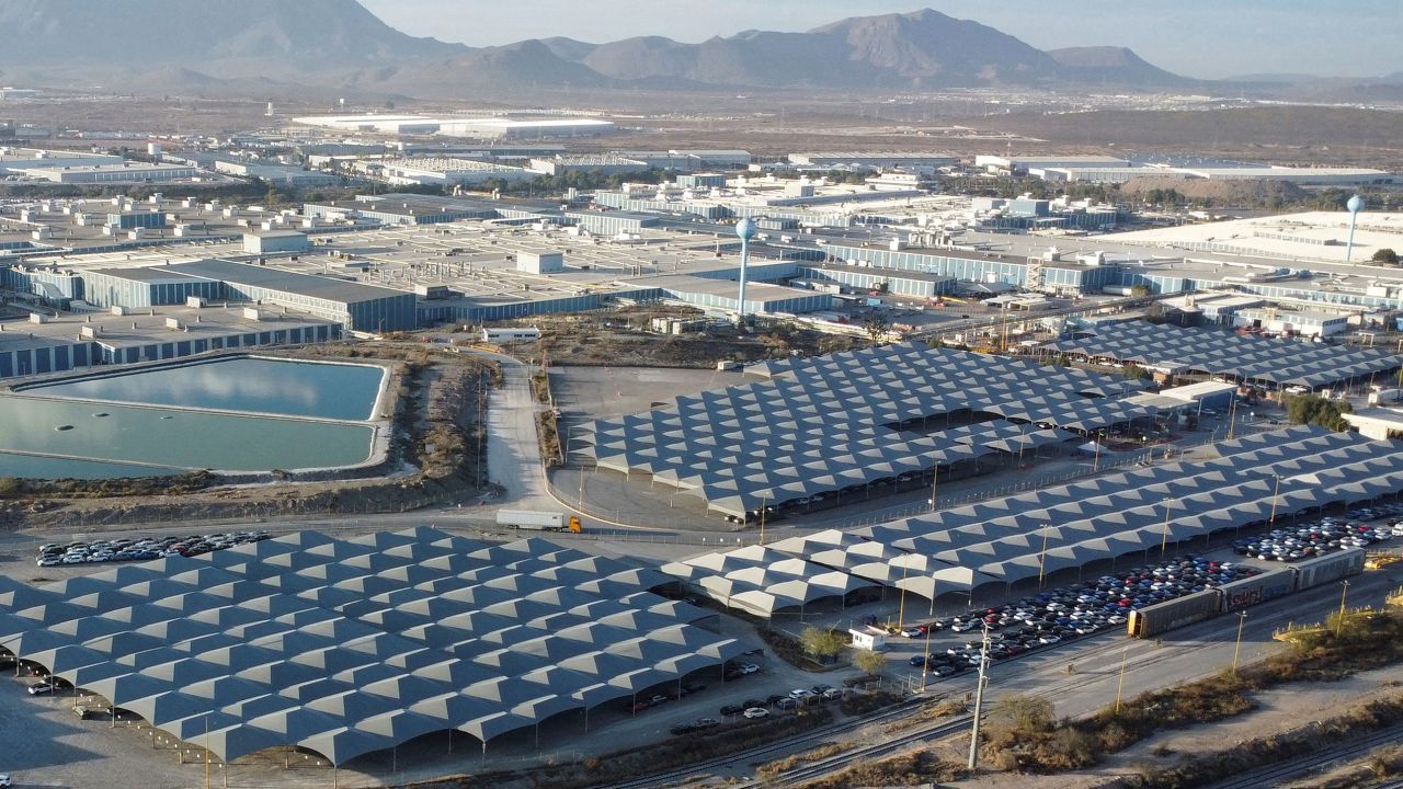 The General Motors plant in Ramos Arizpe, Mexico, which exports vehicles to Canada and the US, in January.