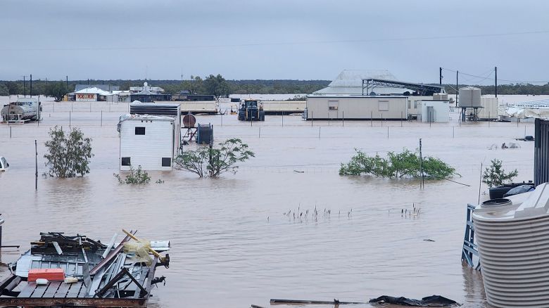 In a supplied image obtained on Thursday, March 27, 2025, flooding is seen after record rainfall in Adavale, Queensland. An outback town is being evacuated as widespread flooding impacted a sodden state, with no relief in sight.