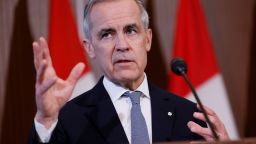 Canada's Prime Minister Mark Carney takes part in a press conference to discuss a response to U.S. President Donald Trump's new tariffs, in Ottawa, Ontario, Canada March 27, 2025. REUTERS/Blair Gable