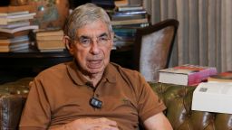 Former Costa Rican President and Nobel Prize winner Oscar Arias talks during an interview with Reuters, after he said the US revoked his visa.