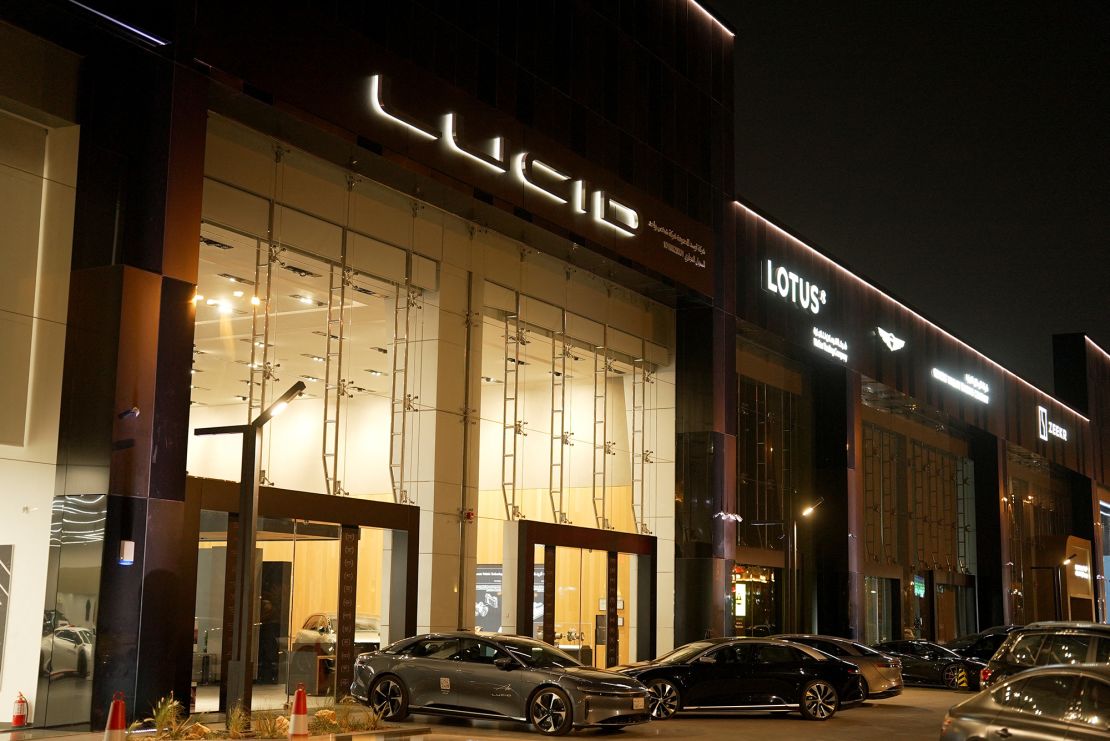 A showroom for EV-maker Lucid in Riyadh, Saudi Arabia, April 2025.