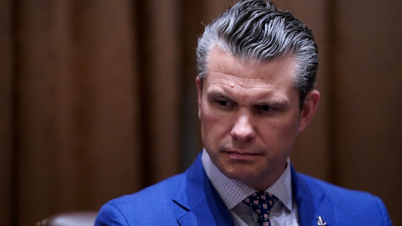 U.S. Secretary of Defense Pete Hegseth attends a cabinet meeting at the White House in Washington, D.C., U.S., April 10, 2025. REUTERS/Nathan Howard