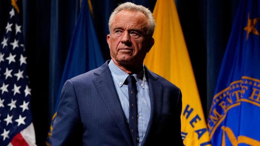 US Health and Human Services Secretary Robert F. Kennedy, Jr. leaves the stage after discussing the findings of the Centers for Disease Control and Prevention’s latest Autism and Developmental Disabilities Monitoring Network survey in Washington, DC, on April 16.