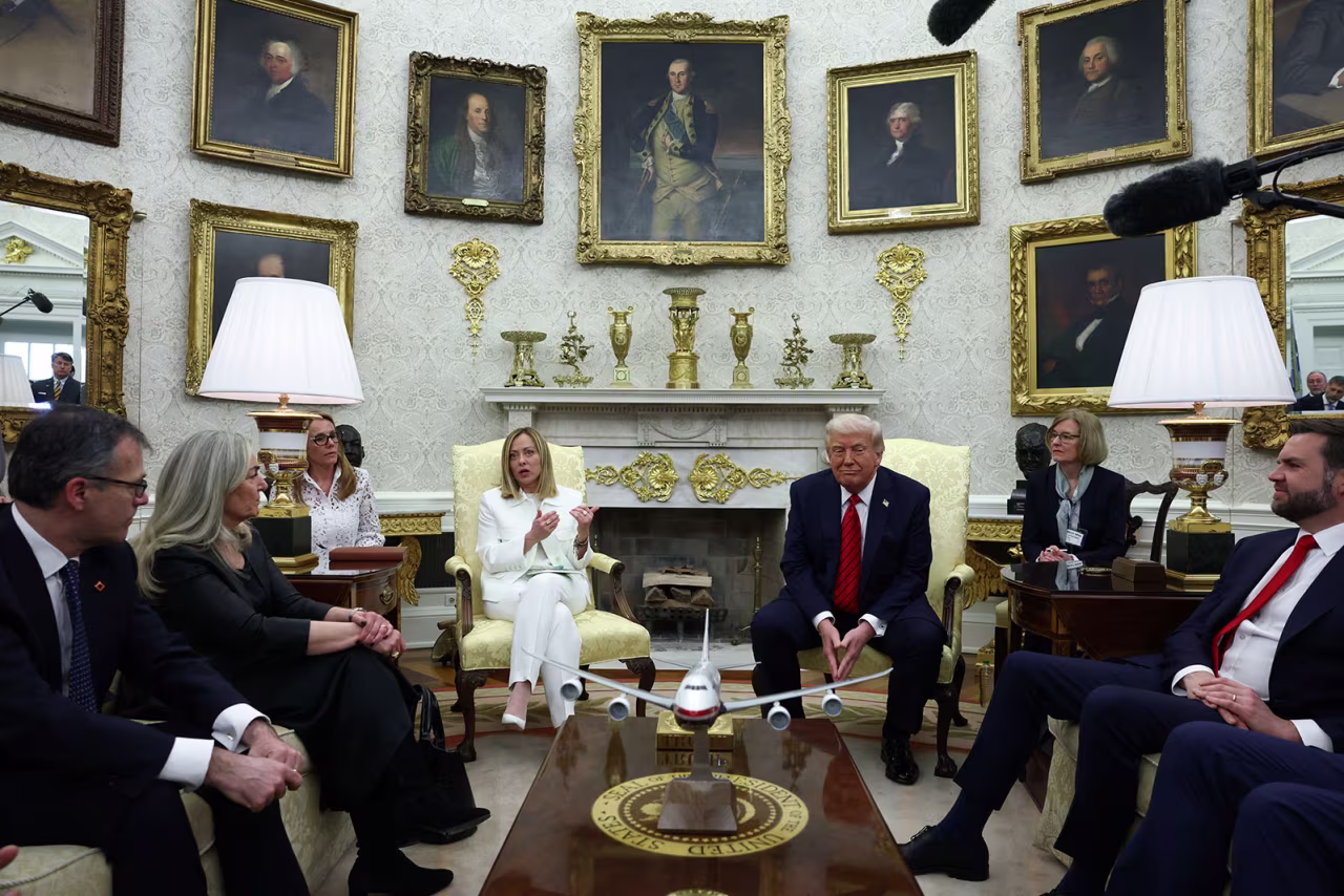 Italian Prime Minister Giorgia Meloni and President Donald trump meet in the Oval Office at the White House in Washington, DC, on Thursday.