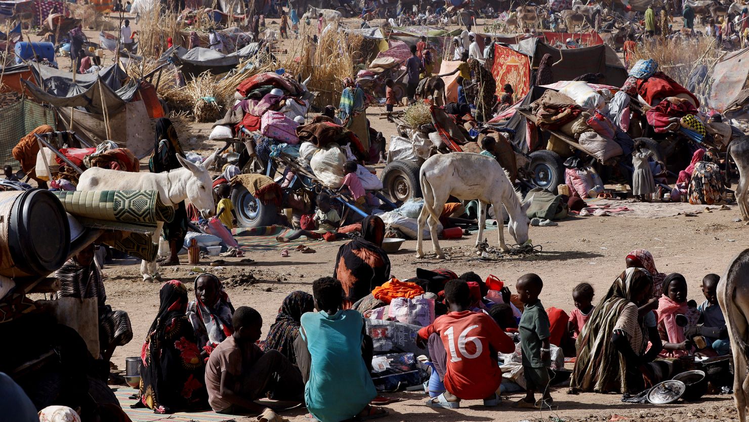 People displaced following Rapid Support Forces (RSF) attacks on Zamzam displacement camp shelter in the town of Tawila, North Darfur, Sudan on April 15, 2025.