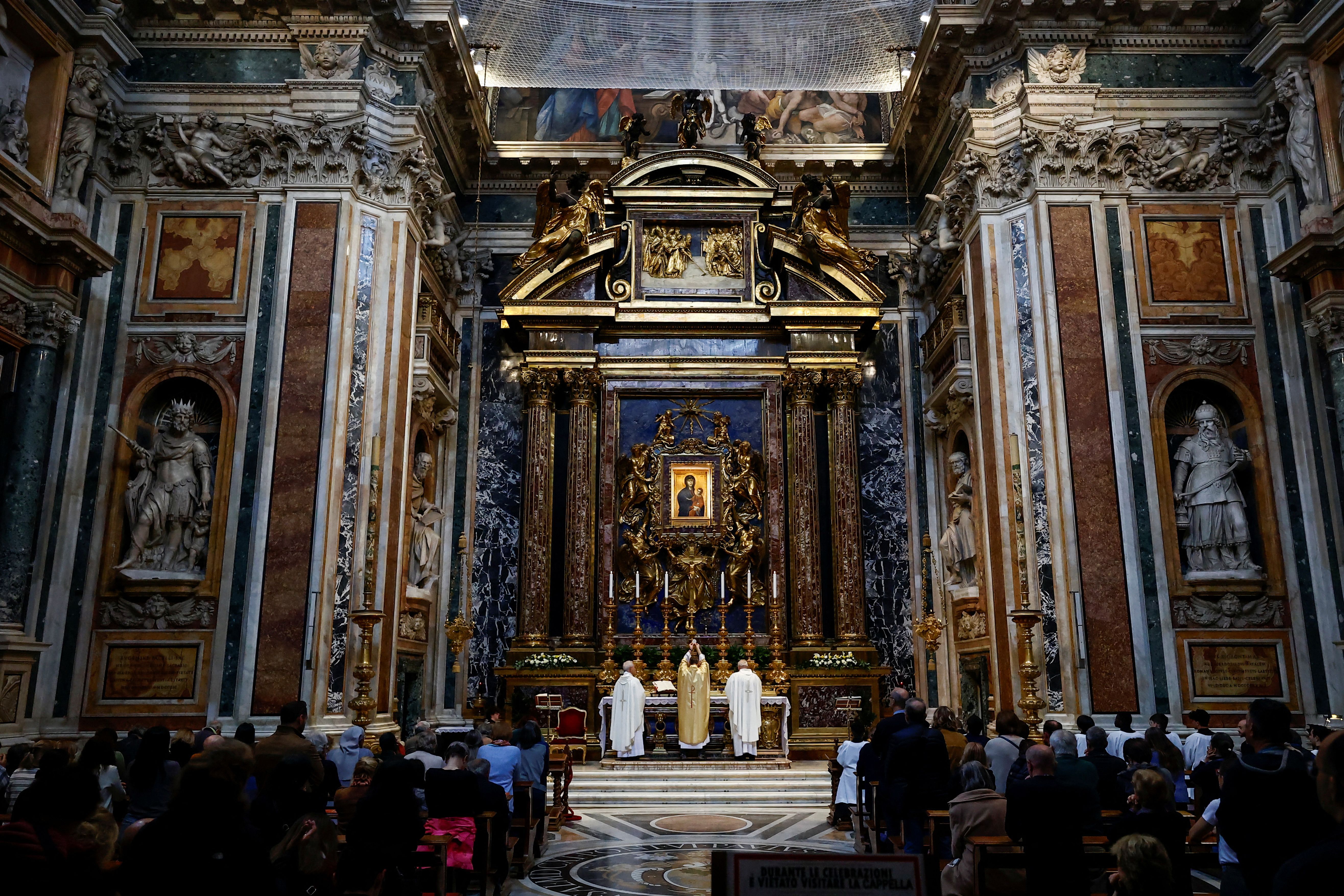 The Pauline Chapel is seen during a service at the Basilica of Santa Maria Maggiore in Rome.
