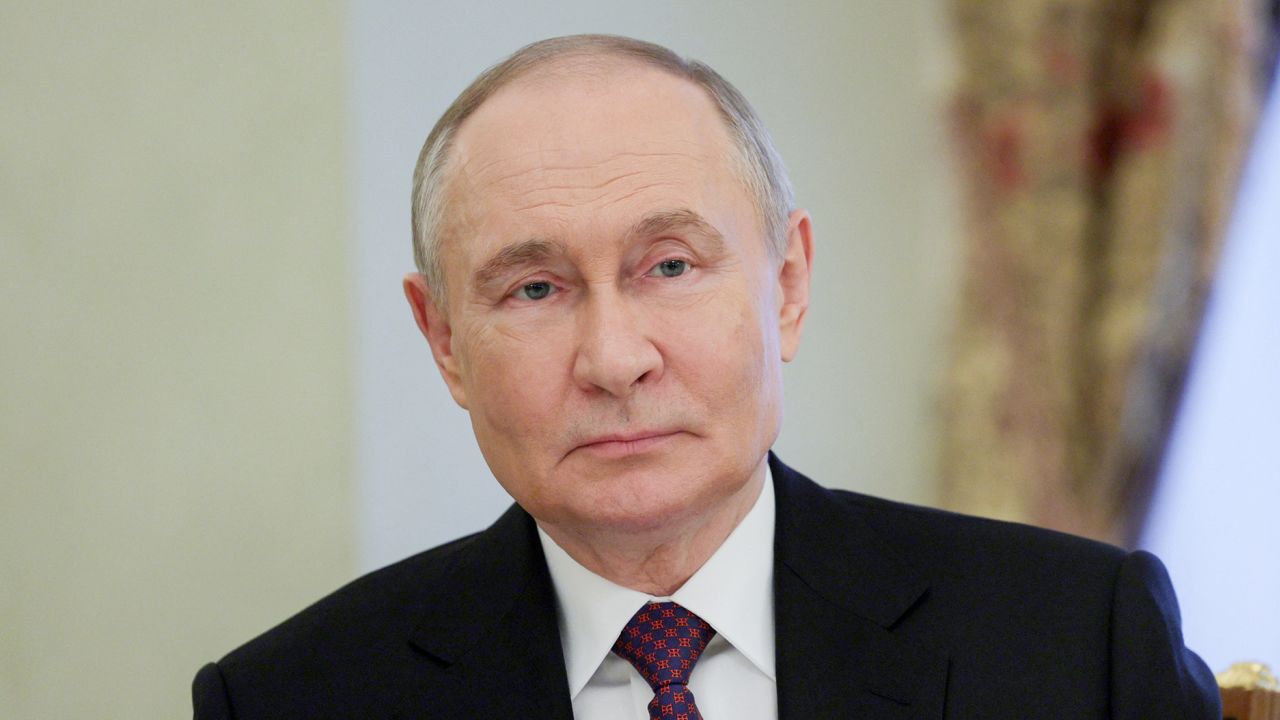 Russia's President Vladimir Putin attends a meeting with Patriarch Kirill of Moscow and All Russia and Patriarch of Serbia Porfirije in Moscow, Russia, April 22, 2025. Sputnik/Gavriil Grigorov/Pool via REUTERS ATTENTION EDITORS - THIS IMAGE WAS PROVIDED BY A THIRD PARTY.