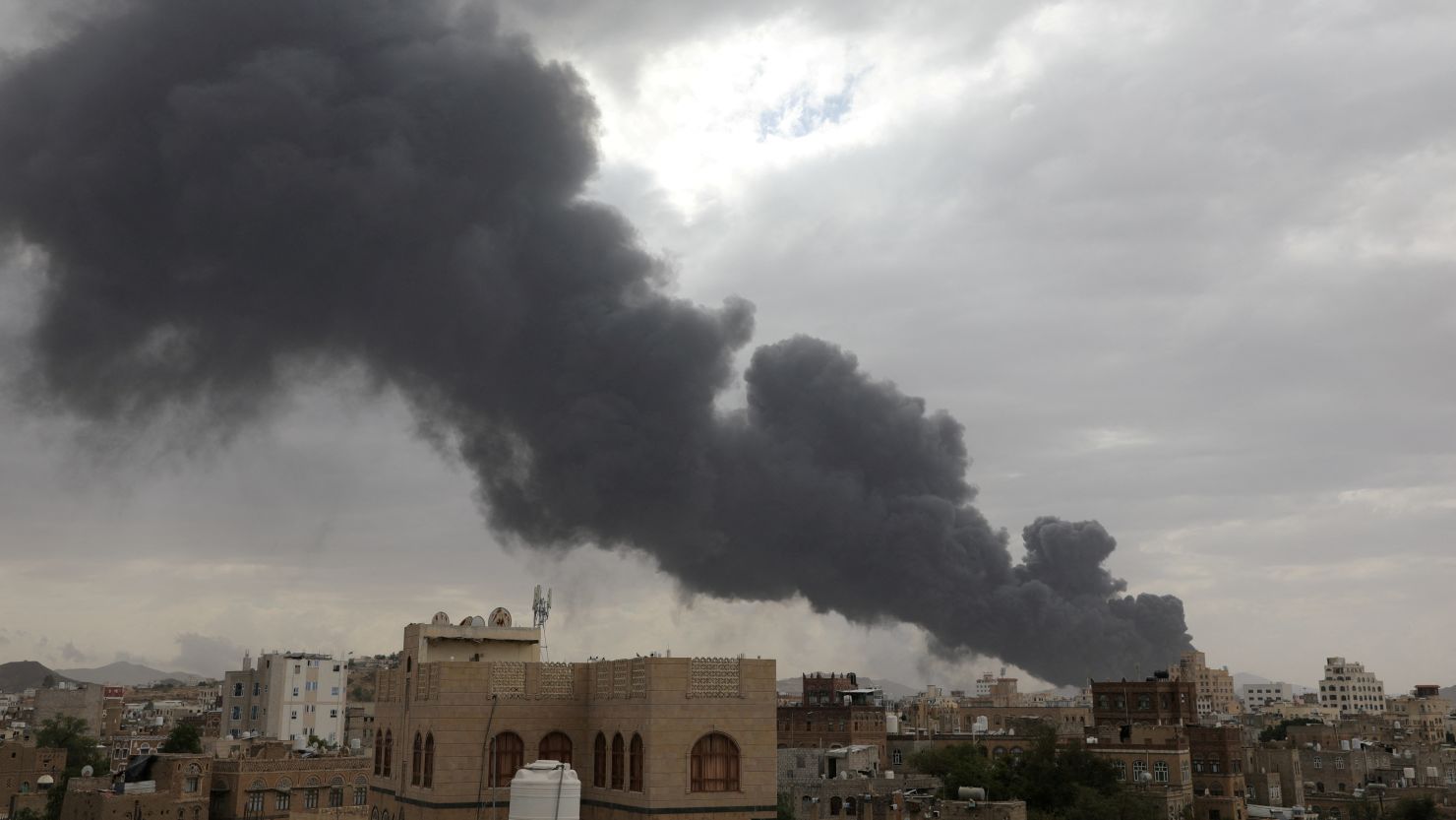 Smoke billows after an Israeli airstrike in Sanaa, Yemen on Tuesday.