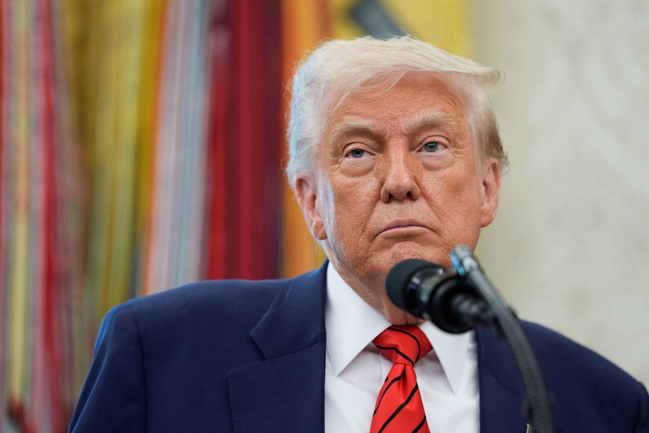 President Donald Trump speaks during a swearing-in ceremony in the Oval Office at the White House on Tuesday.
