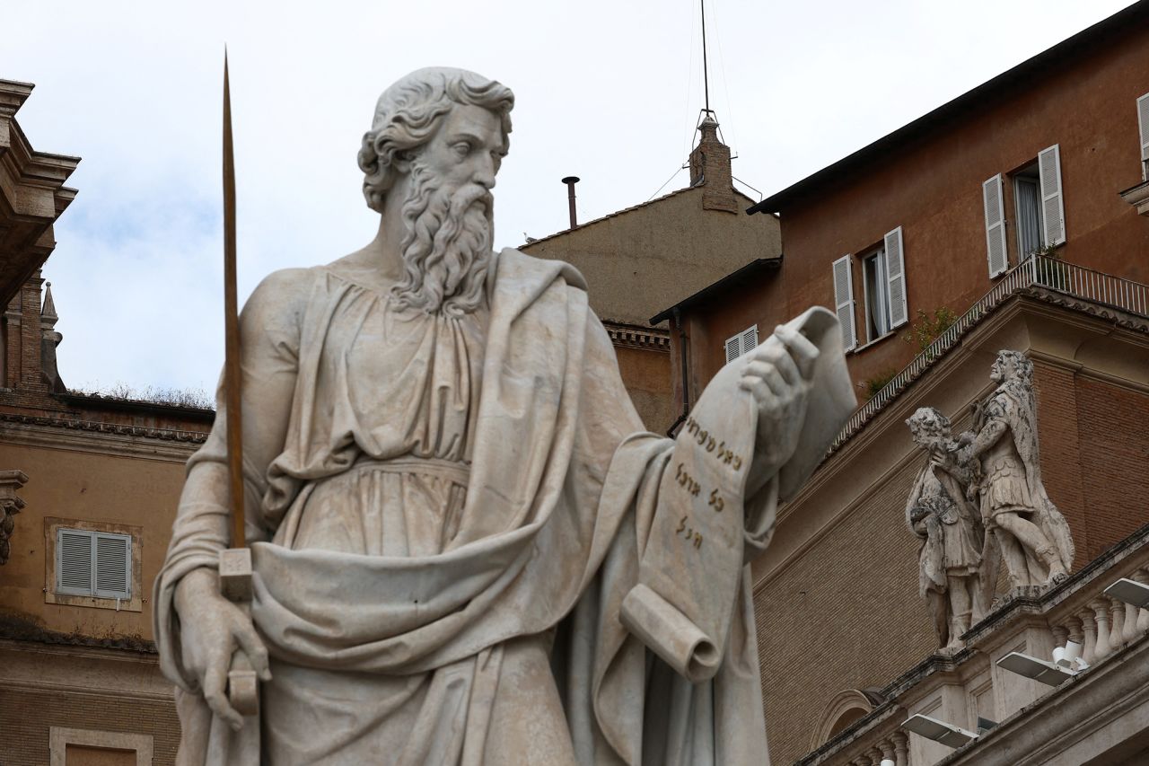 A view of the chimney on the Sistine Chapel roof as cardinals take part in a conclave to elect the new pope, at the Vatican, on Thursday.