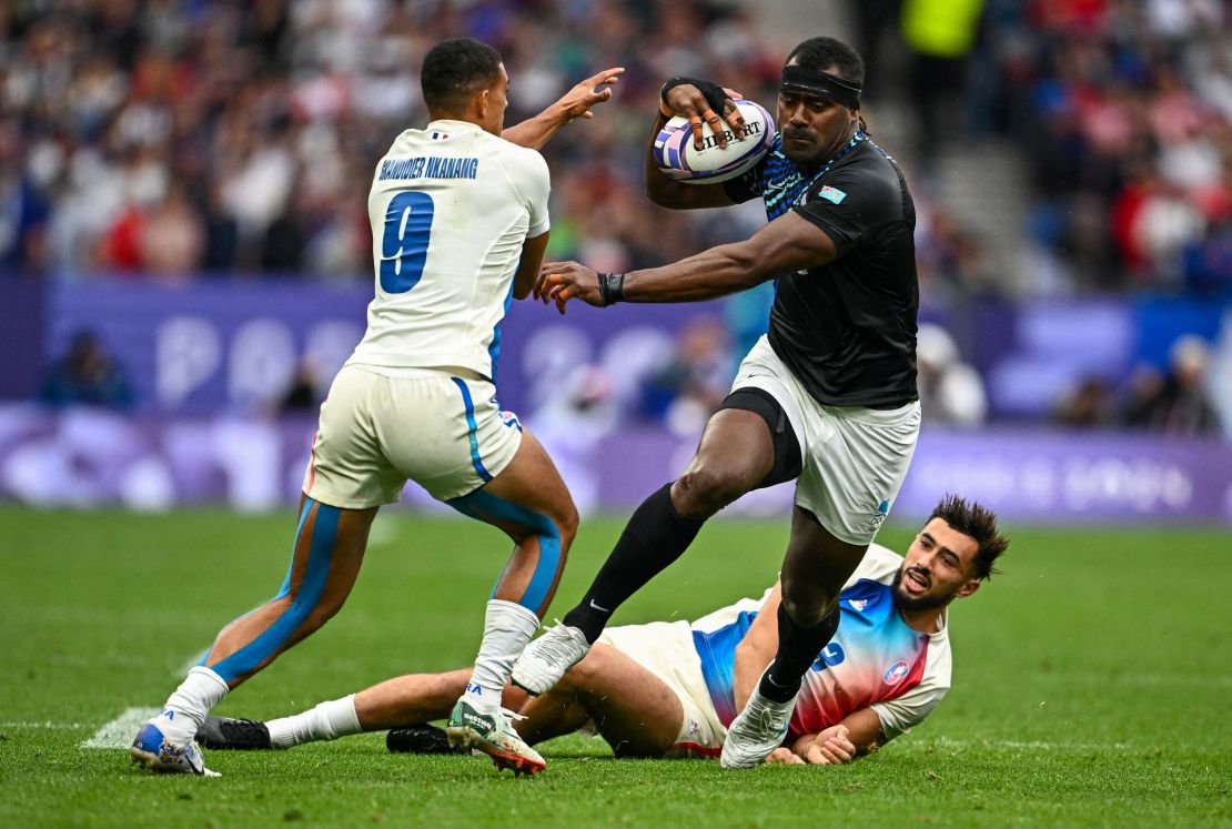 Raisuqe featured for Fiji in the Paris 2024 rugby sevens gold medal match.