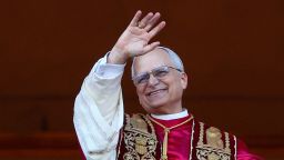 Newly elected Pope Leo XIV waves from the balcony of St. Peter's Basilica on Thursday.